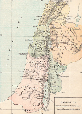 Vintage Map - Palestine since the Birth of Jesus Christ until the Ruin of Jerusalem
