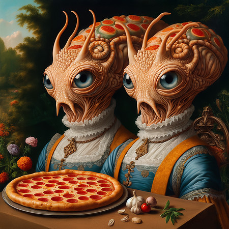Creepy Alien Pizza Twins