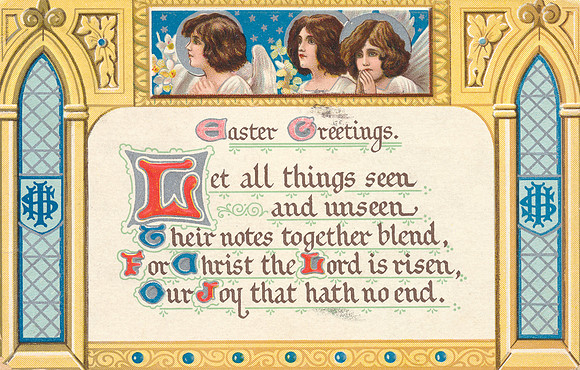 Vintage Postcard - Illuminated Easter Greetings