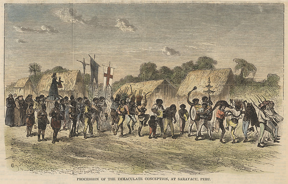 Vintage Image Plate - Procession of the Immaculate Conception, at Sarayacu, Peru