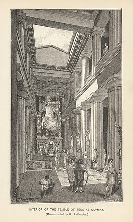 Vintage Image Plate - Interior of the Temple of Zeus at Olympia