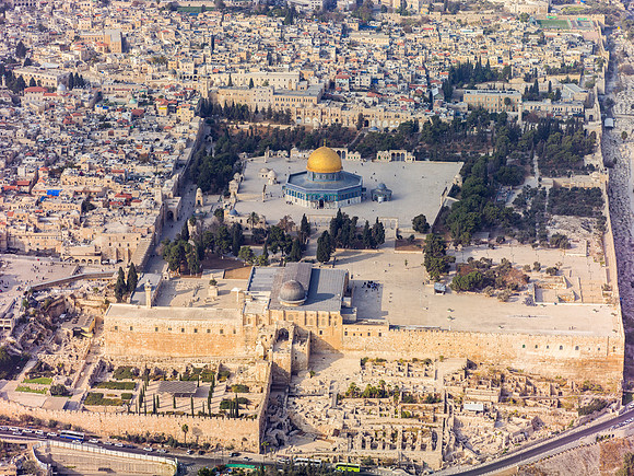 Southern aerial view of the Temple Mount, Jerusalem