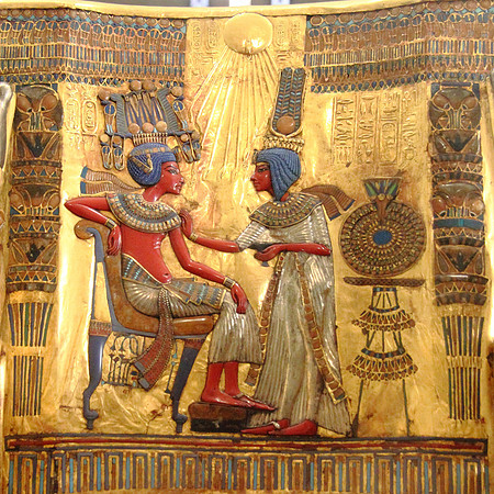 Gilded throne of the ancient Egyptian king Tutankhamun, from the tomb treasure of Tutankhamun (circa 1336-1327 BC)