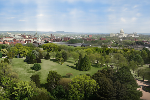 AI Color Recreation - Panoramic View of the City of Washington DC