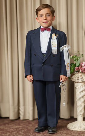 AI Color Portrait Recreation - Gérard Raymond Dressed up for Communion