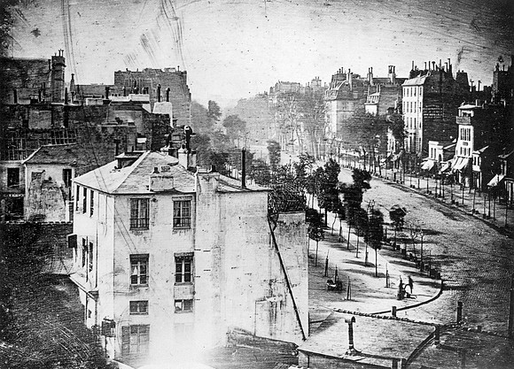 View of the Boulevard du Temple (by Louis Daguerre circa 1837-1838)