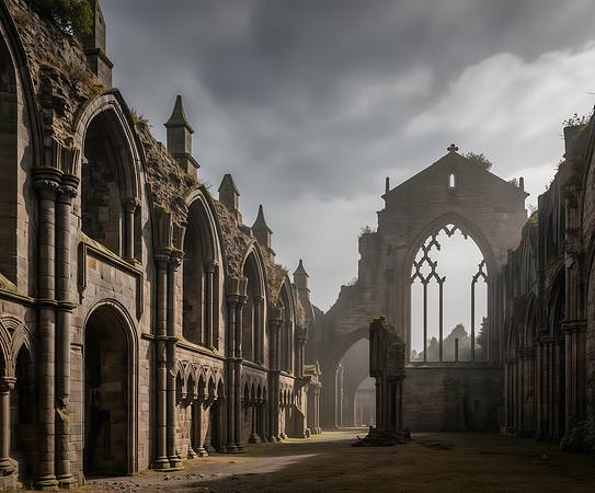 AI Photo Reconstruction - Daguerre's Ruins of Holyrood Chapel