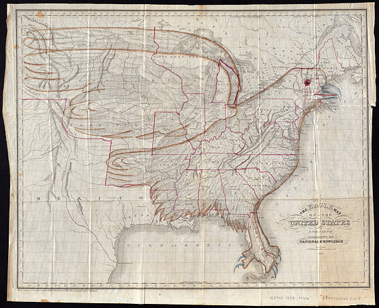The eagle map of the United States (by Isaac W. Moore circa 1833)