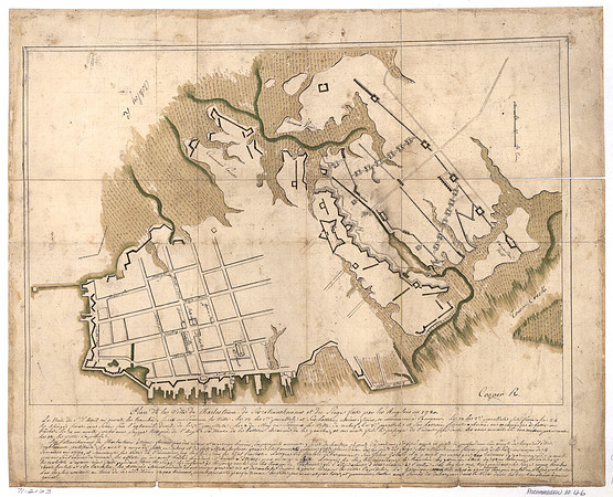 Plan de la ville de Charlestown, de ses retranchements et du siege faits par les Anglois en 1780.