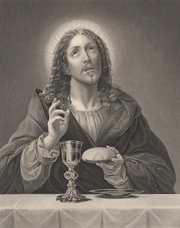 Vintage Image Plate - Jesus Blessing Bread & Wine