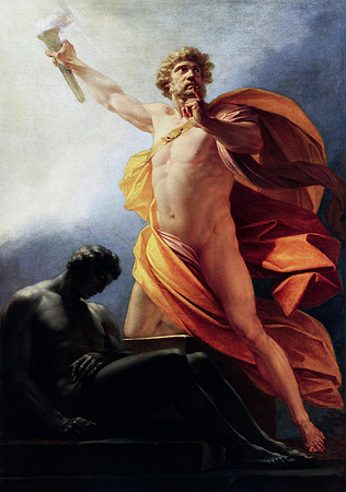 Prometheus Brings Fire to Mankind or The Creation of Man by Prometheus (by Heinrich Füger circa 1790-1917)