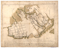 Plan de la ville de Charlestown, de ses retranchements et du siege faits par les Anglois en 1780.