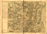 Armée de Rochambeau, 1782. Carte des environs de Williamsburg en Virginie où les armées françoise et américaine ont campés en Septembre 1781.
