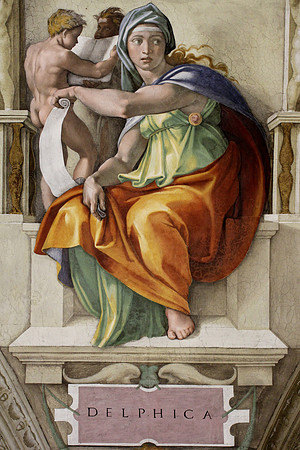 Sistine Chapel Ceiling - Delphic Sibyl Fresco (by Michelangelo circa 1508-1512)
