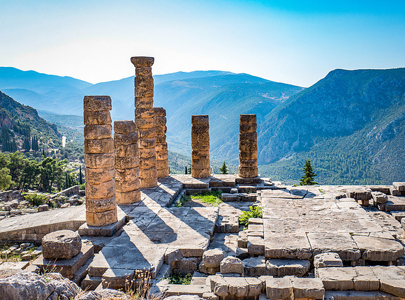 Ruins of the ancient Temple of Apollo at Delphi