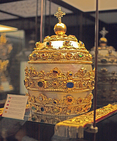 Papal Tiara with Silver Gems Pearls
