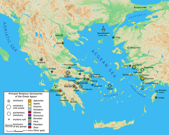 Map of Ancient Greek Sanctuaries