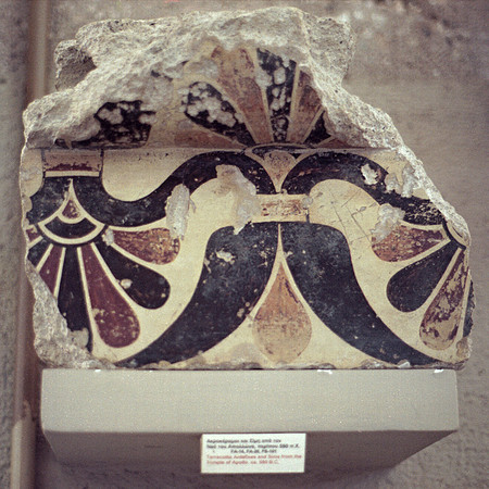 Painted terracotta from the temple of Apollo at Corinth (circa 550 BC)