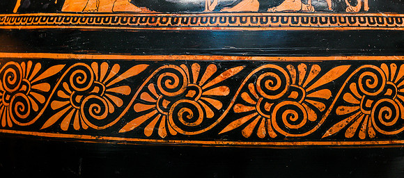 Ancient Greek band of palmettes and scrolls on a pottery vessel (circa 510-470 BC)