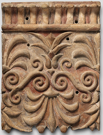 Etruscan terracotta architectural plaque with lotus and palmette designs (circa late 4th century BC)