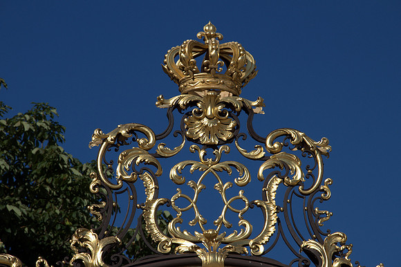 Rococo palmette (right under the crown) of the grilles from Place Stanislas, Nancy, by Jean Lamour, 1755