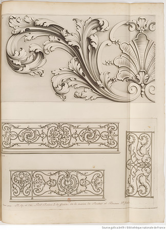 Balcon de la façade de la maison de l'auteur et rinceau d'idée (circa 1767)