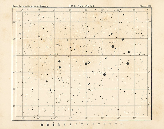 Vintage Pleiades Star Map (Ball's Plate 80)