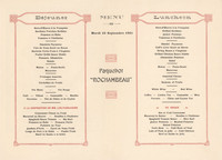 Vintage Luncheon Menu - French Rochambeau Line