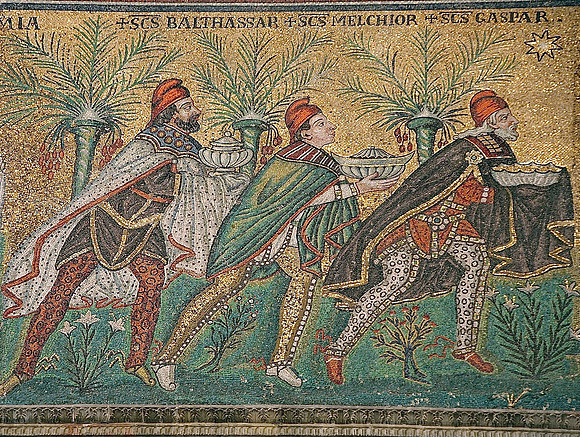 The Three Magi, Byzantine mosaic (circa 565 AD)