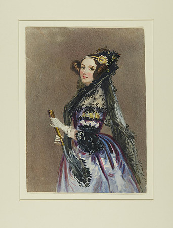 Watercolor Portrait of Ada King, Countess of Lovelace (Ada Lovelace) (possibly by Alfred Edward Chalon circa 1840)