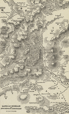 Vintage Map - Land of Moriah or Environs of Jerusalem