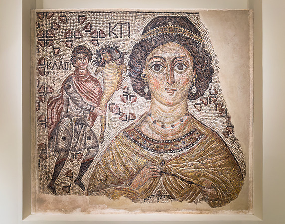 Byzantine Fragment of a Floor Mosaic with a Personification of Ktisis (circa 500-550 AD)