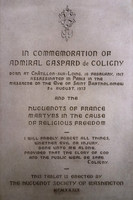 Washington National Cathedral Plaque - Admiral Gaspard de Coligny