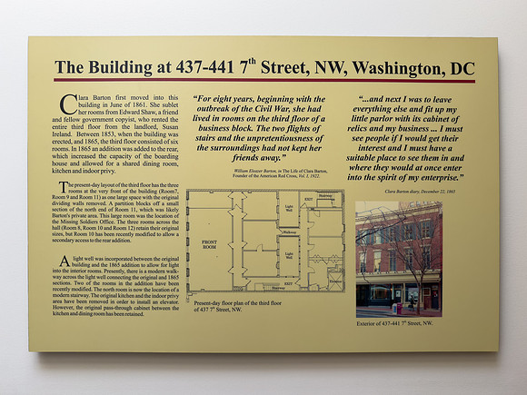 Clara Barton Interpretive Sign - The Building at 437-441 7th Street, NW, Washington, DC