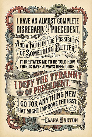 Clara Barton AI Quote - I Defy the Tyranny of Precedent