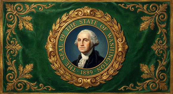 Velvet Flourish Flag - Washington State