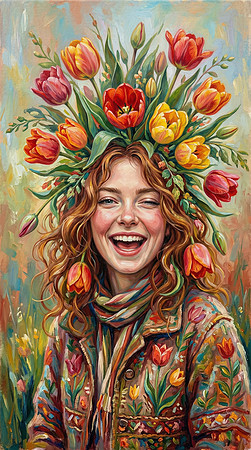 Happy Tulip Girl