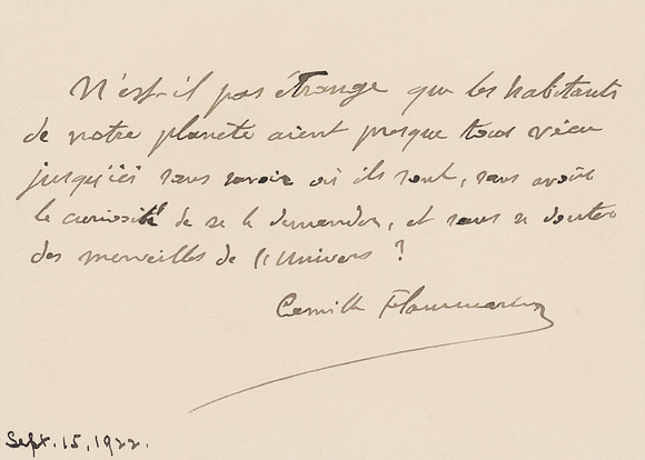 Signed Flammarion Note (circa 1922)