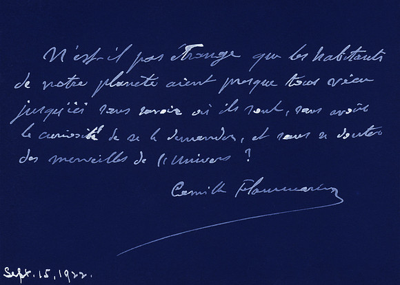 Signed Flammarion Note - Blueprint Inversion (circa 1922)
