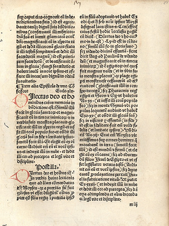 Postilla Incunable Leaf (recto)