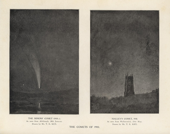 Vintage Frontispiece - The Comets of 1910 (Miners & Halley's Comets)