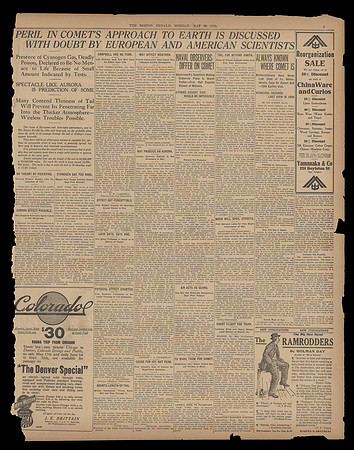 Vintage Newspaper Article - Halley's Comet (May 16, 1910)