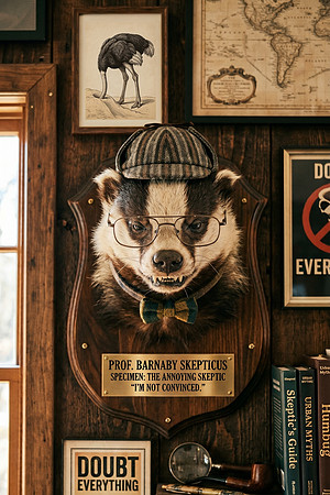 Taxidermy Badger Head - Prof. Barnaby Skepticus