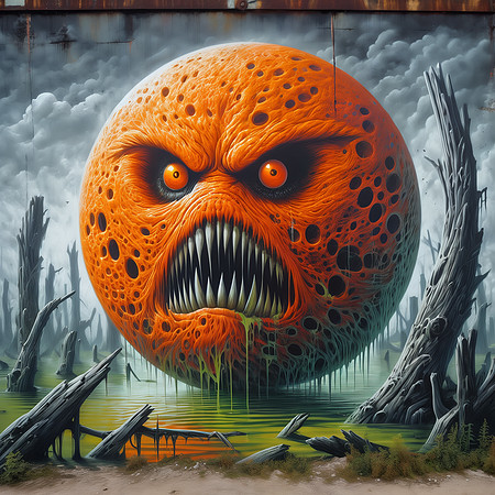 Orange Monster Mural