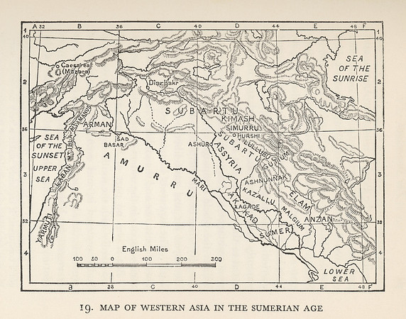 Vintage Map of Western Asia in the Sumerian Age