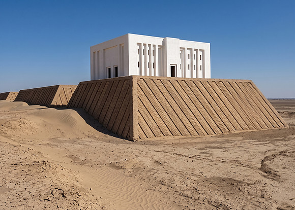 AI Color Photo Reconstruction - The White Temple & Ziggurat at Uruk circa 3500-3000 BC