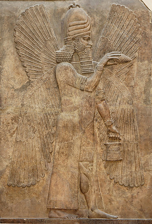 Blessing Genie on an Assyrian Relief (circa 716–713 BC)