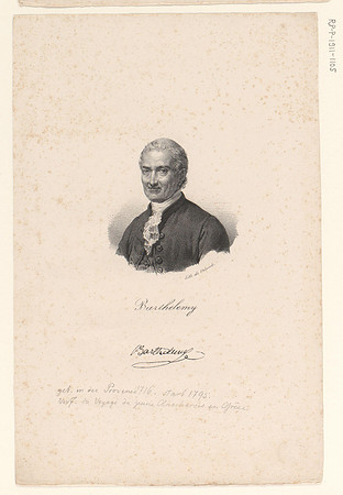 Portrait of Jean-Jacques Barthélemy (lithograph published by veuve Delpech (Naudet) circa 1818-1842)