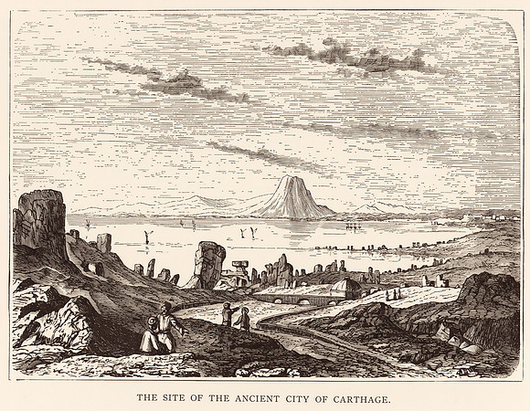Vintage Illustration - The Site of the Ancient City of Carthage (AI enhanced)