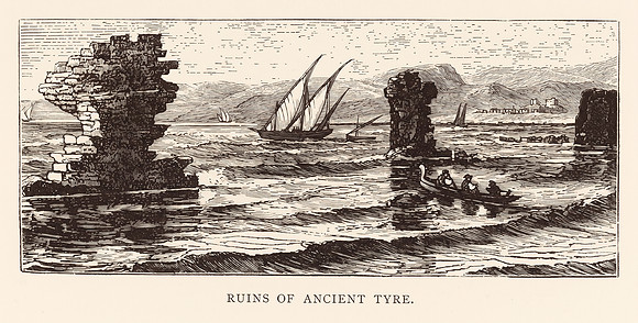 Vintage Illustration - Ruins of Ancient Tyre (AI enhanced)